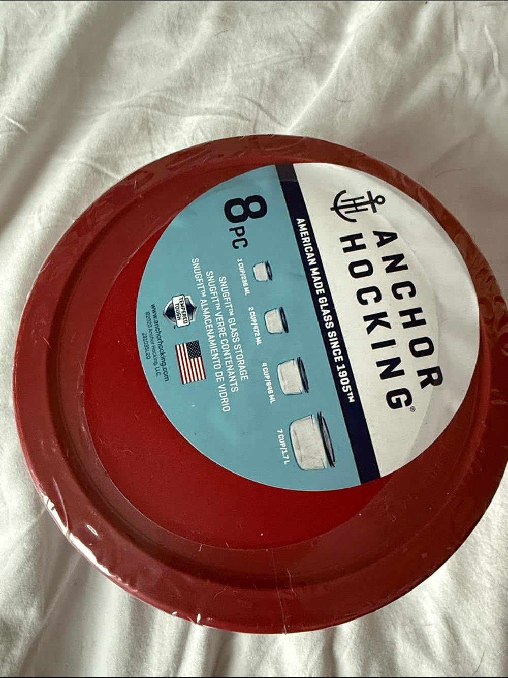BNIB Anchor Hocking Red Glass Storage Bowl Set with Lids
